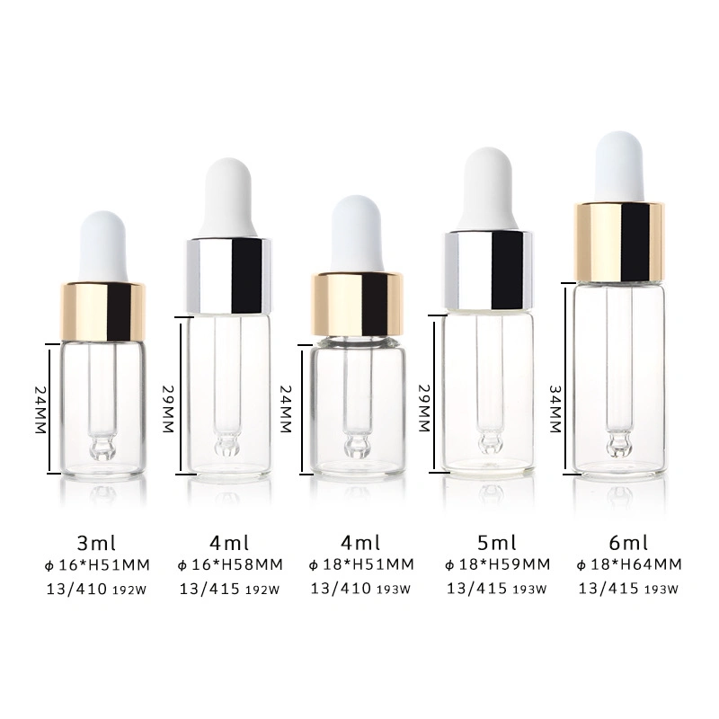 Mini 1ml 2ml 3ml 5ml Cosmetic Potion Glass Serum Essential Oil Bottles Glass Vials Sample