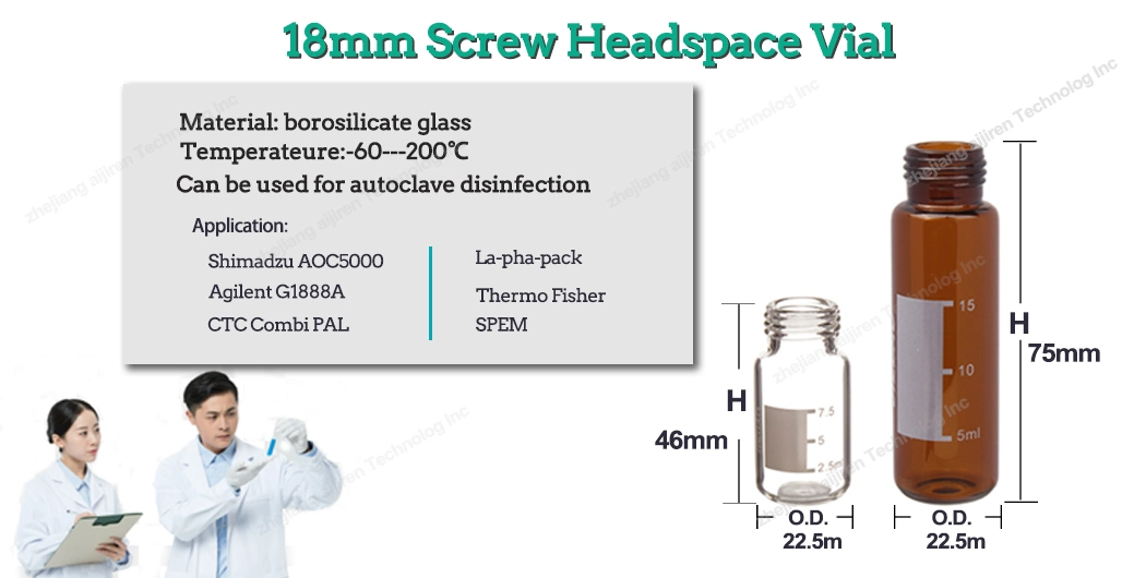 Lab 18mm Headspace Analysis La-Pha-Pack Glass Screw Clear Headspace Vial 10ml Va101