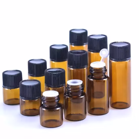 Échantillon d'essai d'huile essentielle flacon 1 ml 2 ml 3 ml 5 ml ensemble d'essai flacon en verre ambré avec bouchon